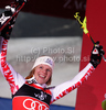 Winner Marlies Schild of Austria celebrates her medal won in Women slalom race of Audi FIS alpine skiing World Cup in Zagreb, Croatia. Slalom race of Women Audi FIS Alpine skiing World Cup 2010-11, was held on Tuesday, 4th of January 2011, in Sljeme above Zagreb, Croatia.
