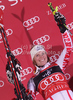 Winner Marlies Schild of Austria celebrates her medal won in Women slalom race of Audi FIS alpine skiing World Cup in Zagreb, Croatia. Slalom race of Women Audi FIS Alpine skiing World Cup 2010-11, was held on Tuesday, 4th of January 2011, in Sljeme above Zagreb, Croatia.
