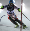 Tanja Poutiainen of Finland skiing in second run of Women slalom race of Audi FIS alpine skiing World Cup in Zagreb, Croatia. Slalom race of Women Audi FIS Alpine skiing World Cup 2010-11, was held on Tuesday, 4th of January 2011, in Sljeme above Zagreb, Croatia.

