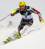 Ivica Kostelic of Croatia skiing in first run of Men slalom race of Audi FIS alpine skiing World Cup in Zagreb, Croatia. Slalom race of Men Audi FIS Alpine skiing World Cup 2010-11, was held on Thursday, 6th of January 2011, in Sljeme above Zagreb, Croatia.
