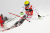 Marcel Hirscher of Austria skiing in first run of Men slalom race of Audi FIS alpine skiing World Cup in Zagreb, Croatia. Slalom race of Men Audi FIS Alpine skiing World Cup 2010-11, was held on Thursday, 6th of January 2011, in Sljeme above Zagreb, Croatia.
