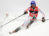 Jean-Baptiste Grange of France skiing in first run of Men slalom race of Audi FIS alpine skiing World Cup in Zagreb, Croatia. Slalom race of Men Audi FIS Alpine skiing World Cup 2010-11, was held on Thursday, 6th of January 2011, in Sljeme above Zagreb, Croatia.
