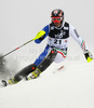 Cristian Deville of Italy skiing in first run of Men slalom race of Audi FIS alpine skiing World Cup in Zagreb, Croatia. Slalom race of Men Audi FIS Alpine skiing World Cup 2010-11, was held on Thursday, 6th of January 2011, in Sljeme above Zagreb, Croatia.
