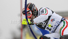 Cristian Deville of Italy skiing in first run of Men slalom race of Audi FIS alpine skiing World Cup in Zagreb, Croatia. Slalom race of Men Audi FIS Alpine skiing World Cup 2010-11, was held on Thursday, 6th of January 2011, in Sljeme above Zagreb, Croatia.
