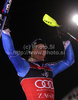 Winner Andre Myhrer of Sweden celebrates his medal won in Men slalom race of Audi FIS alpine skiing World Cup in Zagreb, Croatia. Slalom race of Men Audi FIS Alpine skiing World Cup 2010-11, was held on Thursday, 6th of January 2011, in Sljeme above Zagreb, Croatia.
