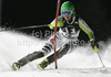 Katharina Duerr of Germany skiing in first run of Women night slalom race of Audi FIS alpine skiing World Cup in Flachau, Austria. Slalom race of Women Audi FIS Alpine skiing World Cup 2010-11, was held on Tuesday, 11th of January 2011, in Flachau, Austria.
