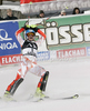 Winner Tanja Poutiainen of Finland reacts in finish of second run of Women night slalom race of Audi FIS alpine skiing World Cup in Flachau, Austria. Slalom race of Women Audi FIS Alpine skiing World Cup 2010-11, was held on Tuesday, 11th of January 2011, in Flachau, Austria.
