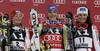 Winners, Tanja Poutiainen of Finland (L) and Maria Riesch of Germany (M) and third placed Nastasia Noens of France (R) celebrate their medals won in Women night slalom race of Audi FIS alpine skiing World Cup in Flachau, Austria. Slalom race of Women Audi FIS Alpine skiing World Cup 2010-11, was held on Tuesday, 11th of January 2011, in Flachau, Austria.
