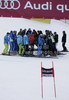 Coaches in discussion before start of first run of Women giant slalom race of Audi FIS alpine skiing World Cup in Maribor, Slovenia. Giant slalom race of Women Audi FIS Alpine skiing World Cup 2010-11, was held on Saturday, 15th of January 2011, in Maribor, Slovenia.
