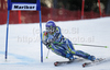 Tina Maze of Slovenia skiing in first run of Women giant slalom race of Audi FIS alpine skiing World Cup in Maribor, Slovenia. Giant slalom race of Women Audi FIS Alpine skiing World Cup 2010-11, was held on Saturday, 15th of January 2011, in Maribor, Slovenia.
