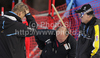 FIS official Atle Skardal (L) in discussion with chief of competition Gorazd Bedrac (R) before race got canceled during first run of Women giant slalom race of Audi FIS alpine skiing World Cup in Maribor, Slovenia. Giant slalom race of Women Audi FIS Alpine skiing World Cup 2010-11, was held on Saturday, 15th of January 2011, in Maribor, Slovenia.
