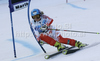 Tanja Poutiainen of Finland skiing in first run of Women giant slalom race of Audi FIS alpine skiing World Cup in Maribor, Slovenia. Giant slalom race of Women Audi FIS Alpine skiing World Cup 2010-11, was held on Saturday, 15th of January 2011, in Maribor, Slovenia.
