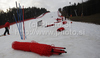 Course workers are clearing course after Women slalom race of Audi FIS alpine skiing World Cup in Maribor, Slovenia got canceled. Slalom race of Women Audi FIS Alpine skiing World Cup 2010-11, was planned to be held on Sunday, 16th of January 2011, in Maribor, Slovenia.
