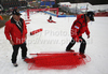 Course workers are clearing course after Women slalom race of Audi FIS alpine skiing World Cup in Maribor, Slovenia got canceled. Slalom race of Women Audi FIS Alpine skiing World Cup 2010-11, was planned to be held on Sunday, 16th of January 2011, in Maribor, Slovenia.
