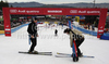 Course workers are clearing course after Women slalom race of Audi FIS alpine skiing World Cup in Maribor, Slovenia got canceled. Slalom race of Women Audi FIS Alpine skiing World Cup 2010-11, was planned to be held on Sunday, 16th of January 2011, in Maribor, Slovenia.

