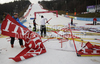 Course workers are clearing course after Women slalom race of Audi FIS alpine skiing World Cup in Maribor, Slovenia got canceled. Slalom race of Women Audi FIS Alpine skiing World Cup 2010-11, was planned to be held on Sunday, 16th of January 2011, in Maribor, Slovenia.
