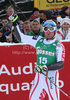 Georg Streitberger (AUT) reacts in the finish area after competing in the 2011 Hahnenkamm Super Giant Slalom race (Super G)part of  Audi FIS World Cup races in Kitzbuhel Austria.
