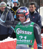 Aksel Lund Svindal (NOR) reacts in the finish area after competing in the 2011 Hahnenkamm Super Giant Slalom race (Super G)part of  Audi FIS World Cup races in Kitzbuhel Austria.
