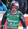 Aksel Lund Svindal (NOR) reacts in the finish area after competing in the 2011 Hahnenkamm Super Giant Slalom race (Super G)part of  Audi FIS World Cup races in Kitzbuhel Austria.
