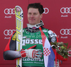 KITZBUHEL AUSTRIA. 21-01-2011.Ivica Kostelic (CRO) during the flower ceremony for the 2011 Hahnenkamm Super Giant Slalom race (Super G)part of  Audi FIS World Cup races in Kitzbuhel Austria. The race was won by Ivica Kostelic (CRO).
