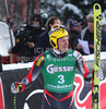 Ivica Kostelic (CRO) reacts in the finish area after competing in the 2011 Hahnenkamm Super Giant Slalom race (Super G)part of  Audi FIS World Cup races in Kitzbuhel Austria.
