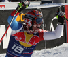 Didier Cuche (SUI) reacts in the finish area of the 71st Hahnenkamm downhill race part of  Audi FIS World Cup races in Kitzbuhel Austria.
