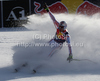 Adrien Theaux (FRA) reacts in the finish area of the 71st Hahnenkamm downhill race part of  Audi FIS World Cup races in Kitzbuhel Austria.
