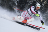 Manfred Pranger (AUT) attacks a control gate while competing in the slalom race part of  Audi FIS World Cup races in Kitzbuhel Austria.
