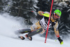 Michael Janyk (CAN) attacks a control gate while competing in the slalom race part of  Audi FIS World Cup races in Kitzbuhel Austria.
