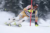 Patrick Biggs (CAN) attacks a control gate while competing in the slalom race part of  Audi FIS World Cup races in Kitzbuhel Austria.
