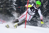 Patrick Bechter (AUT) attacks a control gate while competing in the slalom race part of  Audi FIS World Cup races in Kitzbuhel Austria.

