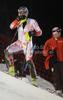 Kalle Palander of Finland after falling in first run of Men slalom race of Audi FIS alpine skiing World Cup in Schladming, Austria. Traditional Night slalom race of Men Audi FIS Alpine skiing World Cup 2010-11, was held on Tuesday, 25th of January 2011, in Schladming, Austria.
