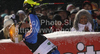 Third placed Mattias Hargin of Sweden reacts in finish of second run of Men slalom race of Audi FIS alpine skiing World Cup in Schladming, Austria. Traditional Night slalom race of Men Audi FIS Alpine skiing World Cup 2010-11, was held on Tuesday, 25th of January 2011, in Schladming, Austria.
