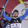 Second placed Andre Myhrer of Sweden celebrates his medal won in Men slalom race of Audi FIS alpine skiing World Cup in Schladming, Austria. Traditional Night slalom race of Men Audi FIS Alpine skiing World Cup 2010-11, was held on Tuesday, 25th of January 2011, in Schladming, Austria.
