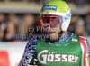 Bode Miller of USA reacts at the finish of the mens Super G race of FIS Audi Alpine World cup in Hinterstoder, Austria. mens  Super G race of FIS Audi Alpine World cup in season 2010 / 2011 was held on Saturday, 5th of February 2011 on Hannes Trinkl race track at Hinterstoder, Austria. 
