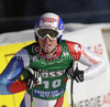 Carlo Janka of Switzerland reacts at the finish of the mens Super G race of FIS Audi Alpine World cup in Hinterstoder, Austria. mens  Super G race of FIS Audi Alpine World cup in season 2010 / 2011 was held on Saturday, 5th of February 2011 on Hannes Trinkl race track at Hinterstoder, Austria. 
