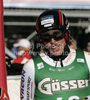 Andreas Romar of Finland reacts at the finish of the mens Super G race of FIS Audi Alpine World cup in Hinterstoder, Austria. mens  Super G race of FIS Audi Alpine World cup in season 2010 / 2011 was held on Saturday, 5th of February 2011 on Hannes Trinkl race track at Hinterstoder, Austria. 
