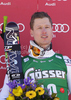 Winner Hannes Reichelt of Austria at the flower ceremony of the mens Super G race of FIS Audi Alpine World cup in Hinterstoder, Austria. mens  Super G race of FIS Audi Alpine World cup in season 2010 / 2011 was held on Saturday, 5th of February 2011 on Hannes Trinkl race track at Hinterstoder, Austria. 
