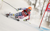Ted Ligety of USA skiing during first run of Men Giant slalom race of Audi FIS alpine skiing World Cup in Hinterstoder, Austria. Giant slalom race of Men Audi FIS Alpine skiing World Cup 2010-11, was held on Sunday, 6th of February 2011, in Hinterstoder, Austria.
