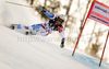Sandro Viletta of Switzerland skiing during first run of Men Giant slalom race of Audi FIS alpine skiing World Cup in Hinterstoder, Austria. Giant slalom race of Men Audi FIS Alpine skiing World Cup 2010-11, was held on Sunday, 6th of February 2011, in Hinterstoder, Austria.
