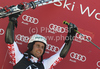 Winner Philipp Schoerghofer of Austria celebrates his medal won in Men Giant slalom race of Audi FIS alpine skiing World Cup in Hinterstoder, Austria. Giant slalom race of Men Audi FIS Alpine skiing World Cup 2010-11, was held on Sunday, 6th of February 2011, in Hinterstoder, Austria.
