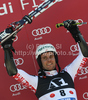 Winner Philipp Schoerghofer of Austria celebrates his medal won in Men Giant slalom race of Audi FIS alpine skiing World Cup in Hinterstoder, Austria. Giant slalom race of Men Audi FIS Alpine skiing World Cup 2010-11, was held on Sunday, 6th of February 2011, in Hinterstoder, Austria.
