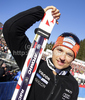  celebrates his medal won in Men Giant slalom race of Audi FIS alpine skiing World Cup in Hinterstoder, Austria. Giant slalom race of Men Audi FIS Alpine skiing World Cup 2010-11, was held on Sunday, 6th of February 2011, in Hinterstoder, Austria.
