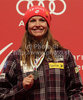 Second placed Julia Mancuso of USA at the medal ceremony of the ladies Super G race of FIS Alpine World Ski Championships in Garmisch Partenkirchen, Germany. The ladies Super G race of FIS Alpine World Ski Championships was held on Tuesday, 8th of February 2011 on course Kandahar1 at Garmisch Partenkirchen, Germany. 
