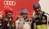 Winner Elisabeth Goergl of Austria (M), second placed Julia Mancuso of USA (L) and third placed Maria Riesch of Germany (R) at the medal ceremony of the ladies Super G race of FIS Alpine World Ski Championships in Garmisch Partenkirchen, Germany. The ladies Super G race of FIS Alpine World Ski Championships was held on Tuesday, 8th of February 2011 on course Kandahar1 at Garmisch Partenkirchen, Germany. 
