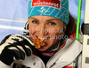 Winner Elisabeth Goergl of Austria celebrates her gold medal won in Super G race of FIS Alpine World Ski Championships in Garmisch Partenkirchen, Germany. The ladies Super G race of FIS Alpine World Ski Championships was held on Tuesday, 8th of February 2011 on course Kandahar1 at Garmisch Partenkirchen, Germany. 
