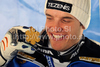 Winner Christof Innerhofer of Italy celebrates his medal won in Men Super G race of FIS Alpine World Ski Championships in Garmisch Partenkirchen, Germany. Men Super G race of FIS Alpine World Ski Championships was held on Wednesday, 9th of February 2011 in Garmisch-Partenkirchen, Germany. 
