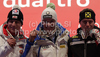 Winner Christof Innerhofer of Italy (M), second placed Hannes Reichelt of Austria (L) and third placed Ivica Kostelic of Croatia (R) celebrate their medals won in Women Super-G race of FIS alpine skiing World Championships in Garmisch-Partenkirchen, Germany. Super-G race of Women Super-G race of FIS alpine skiing World Championships, was held on Tuesday, 8th of February 2011, in Garmisch-Partenkirchen, Germany.
