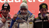 Winner Christof Innerhofer of Italy (M), second placed Hannes Reichelt of Austria (L) and third placed Ivica Kostelic of Croatia (R) celebrate their medals won in Women Super-G race of FIS alpine skiing World Championships in Garmisch-Partenkirchen, Germany. Super-G race of Women Super-G race of FIS alpine skiing World Championships, was held on Tuesday, 8th of February 2011, in Garmisch-Partenkirchen, Germany.
