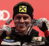 Third placed Ivica Kostelic of Croatia celebrates his medal won in Women Super-G race of FIS alpine skiing World Championships in Garmisch-Partenkirchen, Germany. Super-G race of Women Super-G race of FIS alpine skiing World Championships, was held on Tuesday, 8th of February 2011, in Garmisch-Partenkirchen, Germany.
